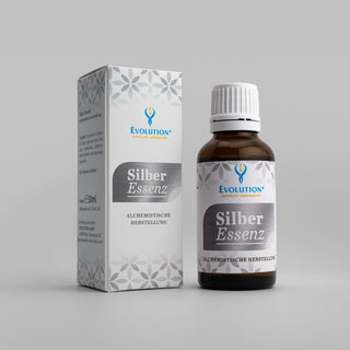 Silber-Essenz – Vorderseite Flasche mit Verpackung