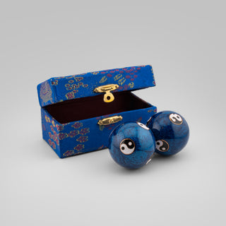 Qi-Gong Kugeln Yin Yang blau – Vorderseite
