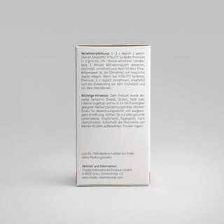 Vitality Synbiotic Premium – Seitenansicht Verzehrempfehlung