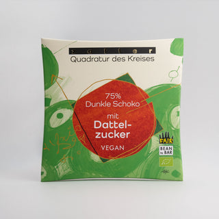 QDK Dunkle Schoko mit Dattelzucker – Vorderseite